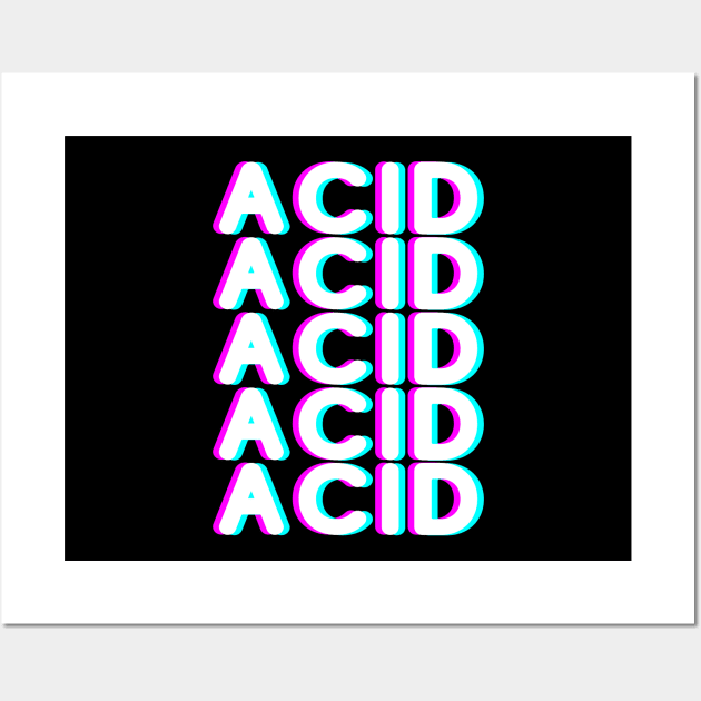 Trippy ACID glitch design for ravers, party people and hallucinogen enthusiasts in pink, blue and white Wall Art by BlueLightDesign